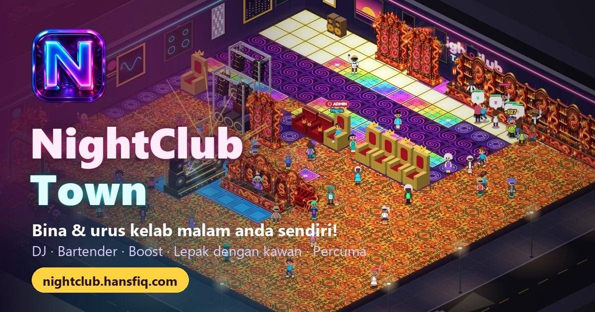 NightClub Town: a neon nightclub full of dancing guests